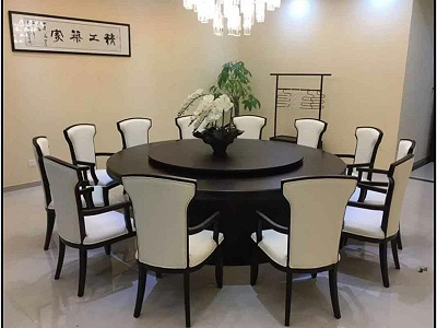 实木酒店大圆桌餐桌椅组合