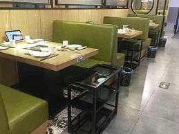 新款主题餐厅中式实木火锅桌椅组合,煤气灶电池炉火锅桌椅组合