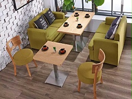 西餐厅扶手沙发,奶茶店,咖啡厅沙发桌椅组合