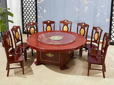 电动大圆桌餐桌椅组合
