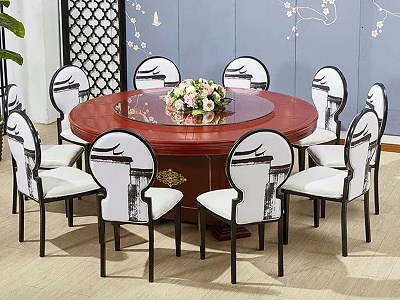 电动大圆桌餐桌椅组合
