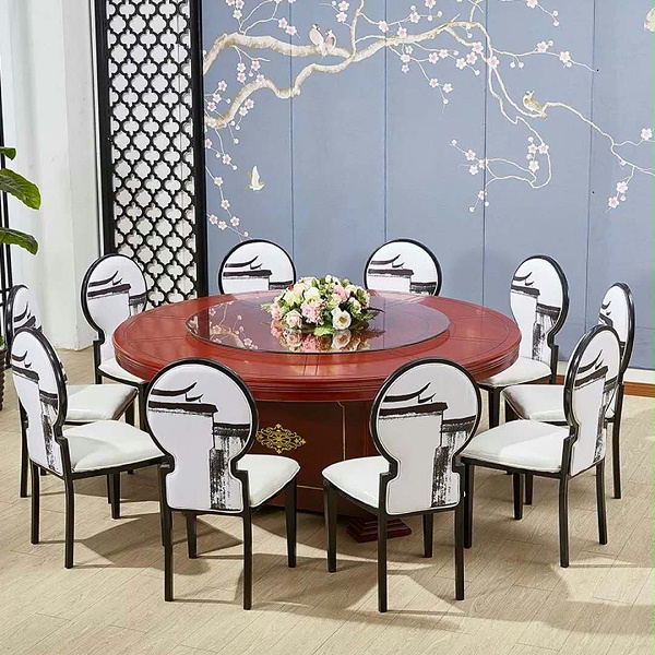 电动大圆桌餐桌椅组合